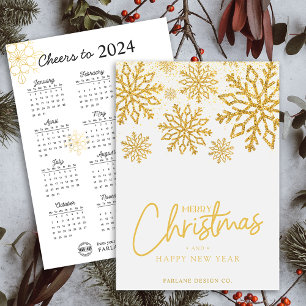 2024 Calendar Snowflake Business Logo Holiday Card