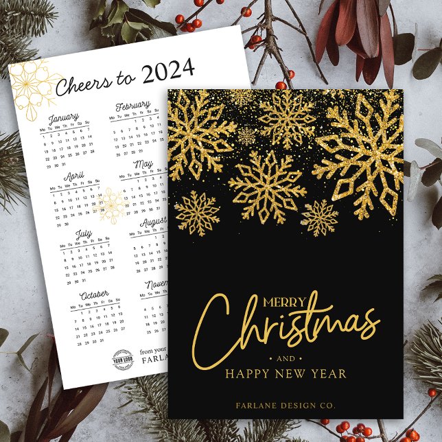 2024 Calendar Snowflake Business Logo Holiday Card (2024 Calendar Snowflake Business Logo Holiday Card)