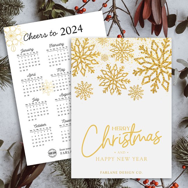 2024 Calendar Snowflake Business Logo Holiday Card (2024 Calendar Snowflake Business Logo Holiday Card)