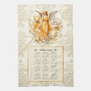 2024 Calendar Towel Pretty Guardian Angel 