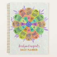 2024 Calendar Unique Boho Retro Flower Custom Name
