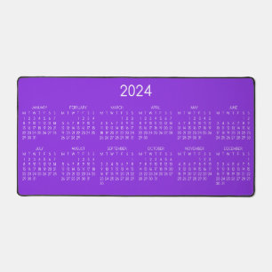 2024 Calendar Violet Colour Background Desk Mat