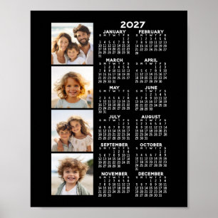 2024 Calendar with 4 Photo Collage - black Poster
