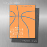 2024 Calendar with a basketball - bubble months Magnetic Dry Erase Sheet<br><div class="desc">A 2024 calendar with a modern cartoon drawing of a basketball. For advanced users,  you can go to the advanced design area and change colours of the calendar.</div>