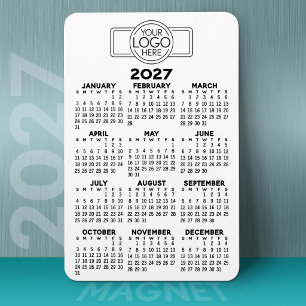 2024 Calendar with Logo Basic Black White Minimal Magnet