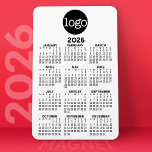 2024 Calendar with Logo Basic Black White Minimal Magnet<br><div class="desc">A very useful item for school or home office. A standard look for your home office or school locker. This shows a full year view of all dates.</div>