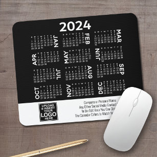 2024 Calendar with logo, Contact Information White Mouse Pad