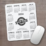 2024 Calendar with logo, Contact Information White Mouse Pad<br><div class="desc">Add a logo with a 2024 calendar and room to add a few lines of text. The calendar surrounds your business branding. ---------You can change colours in the advanced design area------- A fun item for the New Year to use as a company giveaway. You can change colours in the advanced...</div>