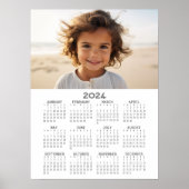 2024 Calendar with Photo Basic Grey White Poster (Front)