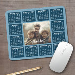 2024 Calendar with Photo in the Centre Blue Mouse Pad<br><div class="desc">A photo collage with a 2024 calendar and room to add text. A great way to display your favourite photo throughout the year. A fun item for the New Year to use at the office or at home. To change colours on the background and calendar, click on the advanced design...</div>
