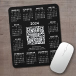 2024 Calendar with QR Code Contact Info Black Mouse Pad<br><div class="desc">Add a logo or qr code with a 2024 calendar and room to add a few lines of text. The calendar surrounds your business branding. ---------You can change colours in the advanced design area------- A fun item for the New Year to use as a company giveaway. You can change colours...</div>