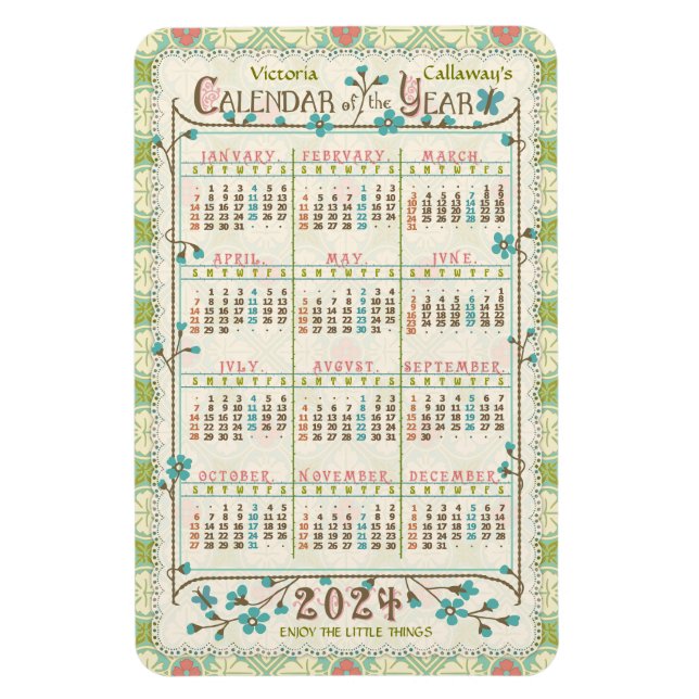 2024 Calendar Year Custom | Victorian Art Nouveau Magnet (Vertical)