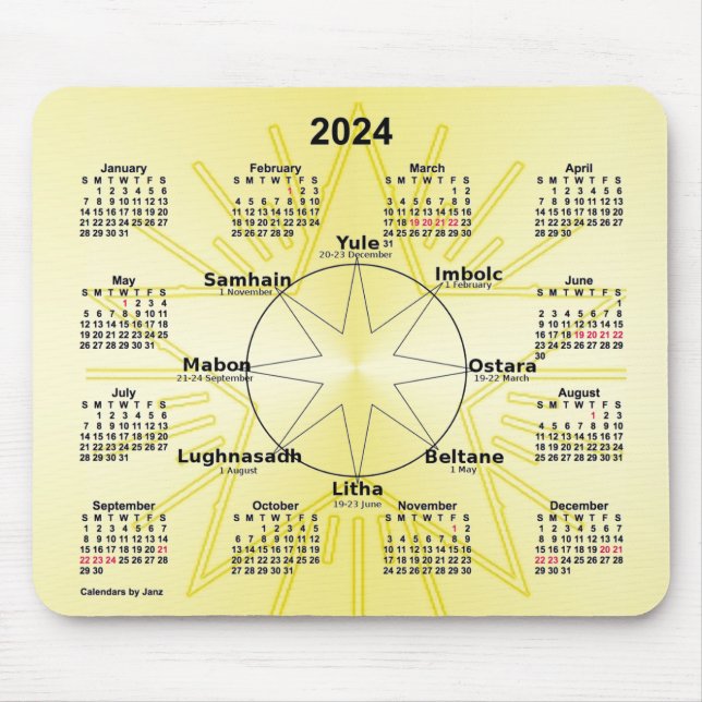 2024 Celtic Wheel of the Year Calendar by Janz Mouse Pad (Front)