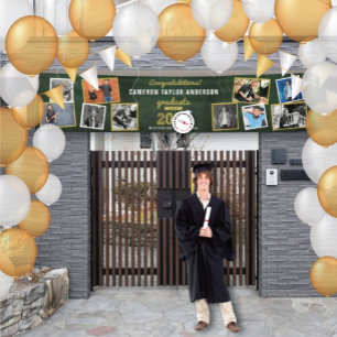 2024 Chalkboard Sketch 10 Photo Graduation Party Banner