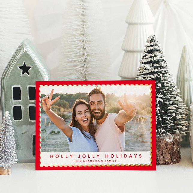 2024 CHRISTMAS PHOTO classy simple gold border red (Creator Uploaded)