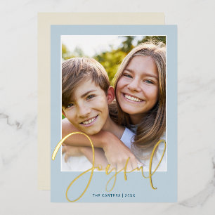 2024 CHRISTMAS PHOTO fun script gold joyful blue