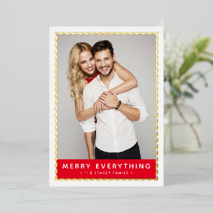2024 CHRISTMAS PHOTO simple gold border red