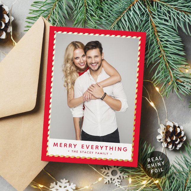 2024 CHRISTMAS PHOTO simple gold border red Foil H (Creator Uploaded)