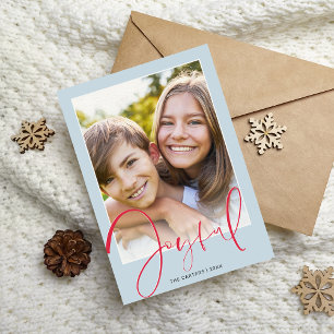 2024 CHRISTMAS PHOTO stylish script red joyful Holiday Card