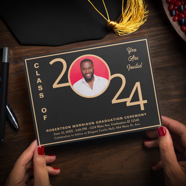 2024 Class Graduation Ceremony Graduate Photo  Acrylic Invitations (2024 Class Graduation Ceremony Graduate Photo Acrylic Invitations to invite family and friends. )