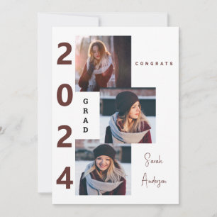 2024 Collage Photo Burgundy Grad Announcement