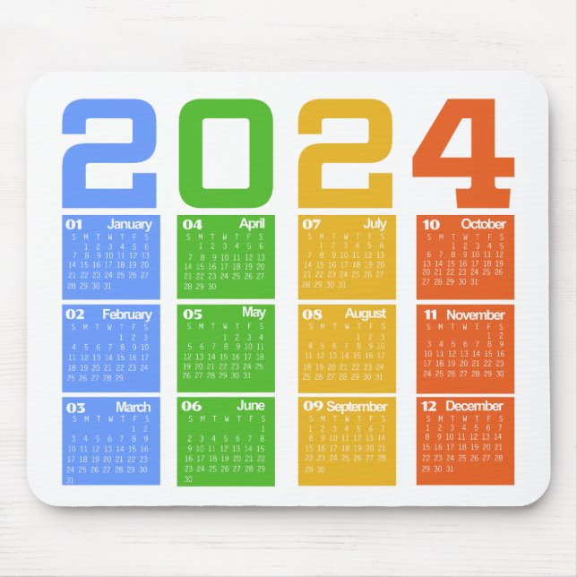 2024 Colourful Calendar Mouse Pad (Front)