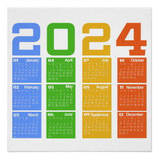 2024 Colourful Calendar Poster