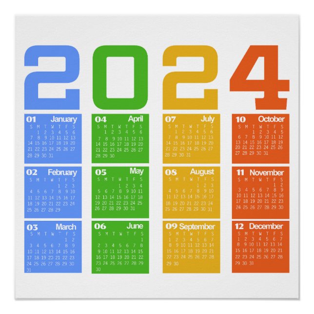 2024 Colourful Calendar Poster (Front)