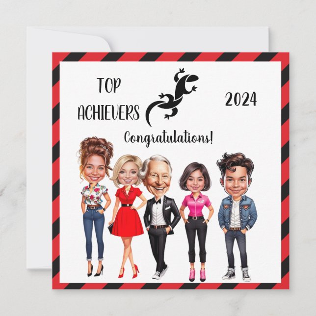 2024 Corporate Top Achievers Custom Caricatures Holiday Card (Front)