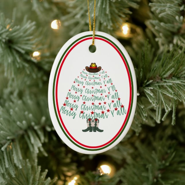2024 Cowboy Christmas Tree guest Ceramic Tree Decoration (Tree)
