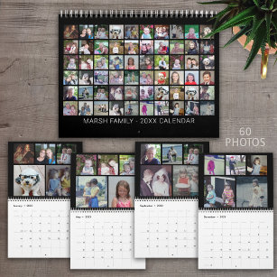 2024 Custom Modern Family 60 Photo Collage - black Calendar