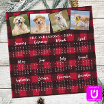 2024 Custom Pet Photo Collage Red Plaid Calendar<br><div class="desc">2024 Photo Calendar Magnet Cards - Send New Year Greetings or include in your Christmas gifts, these 5x7 photo calendar cards are perfect as Christmas and New Year cards to family and friends. Perfect to highlight or circle special family dates, anniversaries, birthdays, and reunions. Personalise these full year photo calendar...</div>