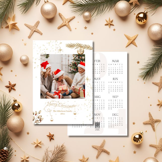 2024 Cute Minimalist Christmas Photo Calendar  Holiday Card (Creator Uploaded)