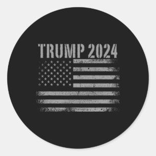 2024 Distressed American Flag Usa Patriotic Milita Classic Round Sticker