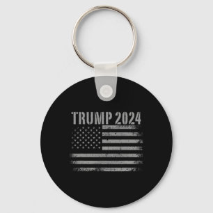 2024 Distressed American Flag Usa Patriotic Milita Key Ring