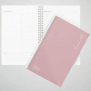 2024 Dusky Pink Month & Week Personalized Planner