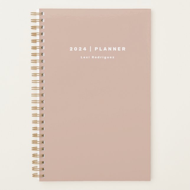 2024 Dusty Pink Weekly Monthly Non Dated Planner (Front)
