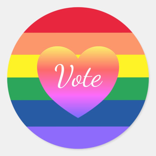 2024 Election Vote Gay Pride LGBTQ Rainbow  Classic Round Sticker (Front)