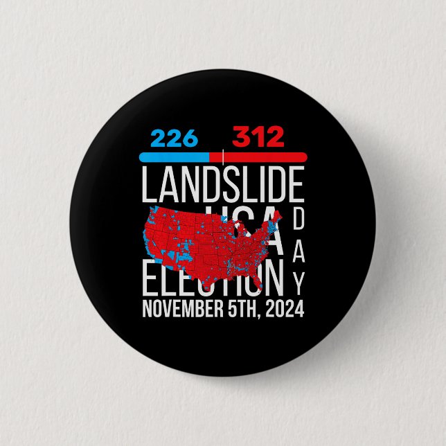 2024 Electoral Map Final Votes 312 Trump Landslide 6 Cm Round Badge (Front)