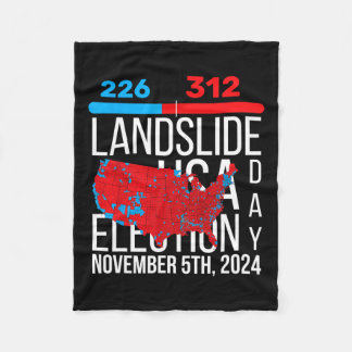 2024 Electoral Map Final Votes 312 Trump Landslide Fleece Blanket