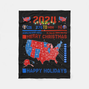 2024 Electoral Map Merry Christmas Trump Landslide Fleece Blanket
