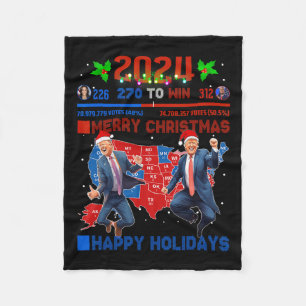 2024 Electoral Map Merry Christmas Trump Landslide Fleece Blanket