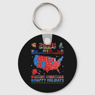 2024 Electoral Map Merry Christmas Trump Landslide Key Ring