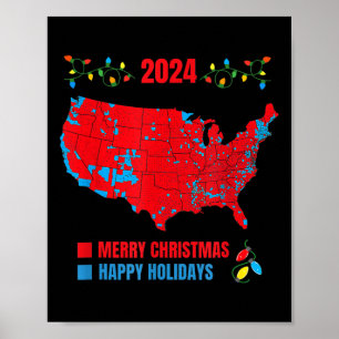 2024 Electoral Map Merry Christmas Trump Landslide Poster