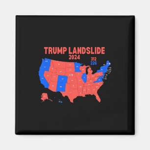 2024 Electoral Map Trump 312 Landslide  Magnet