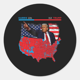 2024 Electoral Map Trump 312 Red 2024 Election Res Classic Round Sticker