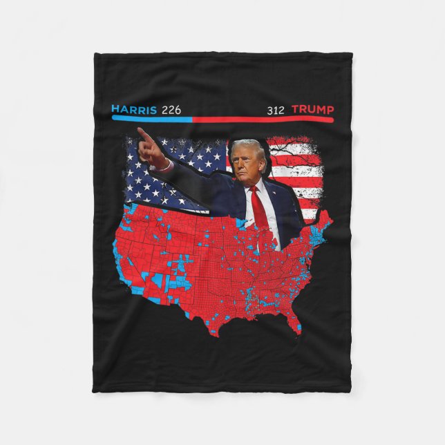 2024 Electoral Map Trump 312 Red 2024 Election Res Fleece Blanket (Front)