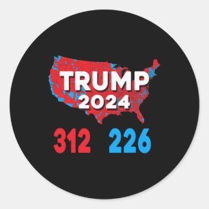 2024 Electoral Map Trump 312 Red Election 2024 Res Classic Round Sticker