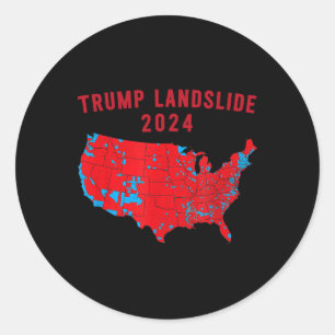 2024 Electoral Map Trump Landslide Red Election Ma Classic Round Sticker