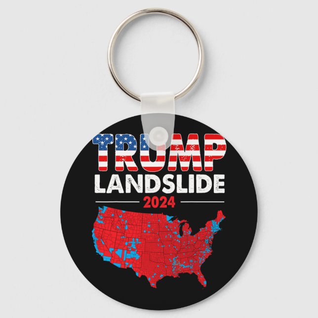 2024 Electoral Map Trump Landslide Red Election Ma Key Ring (Front)